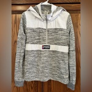 Victoria's Secret PINK Gray and White Quarter Zip
